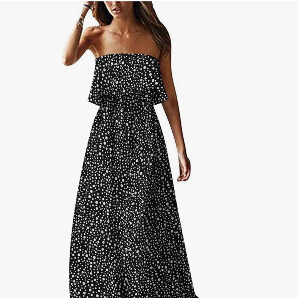 Elegant Black and White Polka Dot Dress